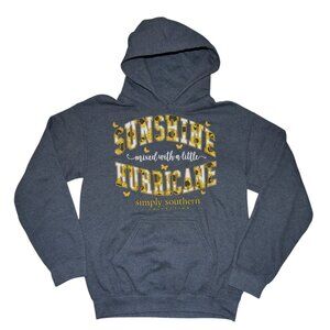 Simply Southern Fleece Hoodie Womens Size S Sunshine Mixed with a lil Hurricane